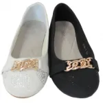 Ballerines filles décorées de cœurs en strass et chaînes dorées