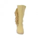 Bottines ethniques parées de franges et losanges en strass sur le côté