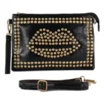 Sac à main motif lèvre clouté