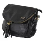 Sac à main avec rabat zippé et pompons