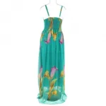 Robe longue imprimée fleurie et ornée de cristaux sur la taille