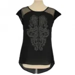 Top orné de motif fantaisie clouté 