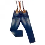 Jeans délavé garçon avec bretelles rayées