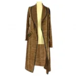 Gilet chiné long avec col châle et poches zippées