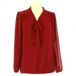 Chemise femme avec col noué et élastique à la base