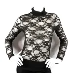 Pulls à dentelle pour femme avec col roulé