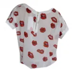 T-shirt imprimé bouche avec zip au dos