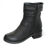 Bottines femme avec brides bouclées et zip côté