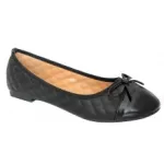 Ballerines matelassées avec bout noir et nœud lacet