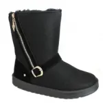 Bottes fourrées avec zip et bride bouclée devant