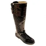 Bottes vernies avec effet matelassé