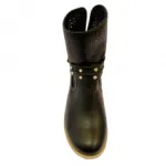 Bottines avec motif perforé et brides cloutées