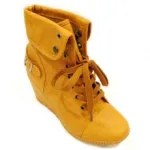 Bottines compensées avec lacet pour femme