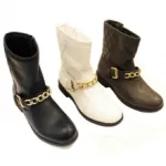 Bottines pour femme décorées de chaîne dorée