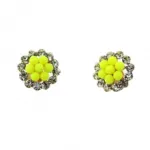 Boucles d’oreilles clips fleurs ornées de perles et strass