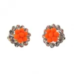 Boucles d’oreilles clips fleurs ornées de perles et strass