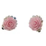 Boucles d’oreilles clips roses à perles et strass