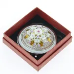 Miroir de sac rond enjolivé de strass avec double face